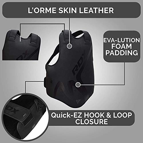 RDX Chest Guard for Boxing, MMA Training -Convex Skin Leather Body Protector for Muay Thai, Martial Arts, Sparring Rib Shield Armour for Kickboxing, Taekwondo & BJJ