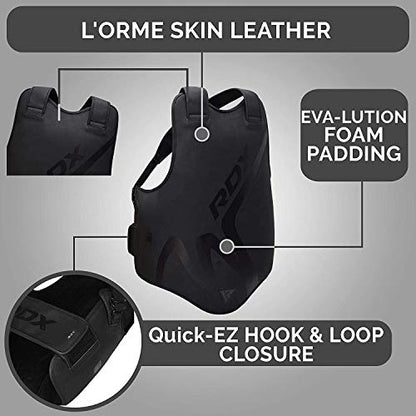 RDX Chest Guard for Boxing, MMA Training -Convex Skin Leather Body Protector for Muay Thai, Martial Arts, Sparring Rib Shield Armour for Kickboxing, Taekwondo & BJJ