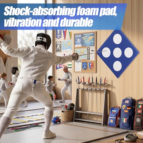 PU Leather Wall-Mounted Fencing Target, Square Fencing Train with Bullseye Reinforced Strike Zones for Saber Foil and Epee, Practice Skill Improvement Equipment for Clubs Home Training