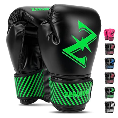 Kids Boxing Gloves 6 oz Youth Training Sparring Gloves for 3–12, Leather Ventilated Mesh, Boys Girls Junior Punching Gloves for PunchBag Focus Pads MMA Muay Thai Kickboxing - color: Green
