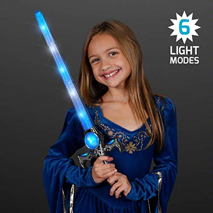Light Up Medieval Toy Sword with Icy Blue & White LED Lights