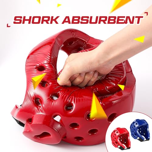 JellyArch 2 Pcs Taekwondo Karate Headgear MMA Martial Arts Helmet Soft Head Guard Protection Sparring Gear Helmet Boxing for Men Women Thai Kickboxing Grappling Muay Taekwondo - color: Red and Blue, size: Medium