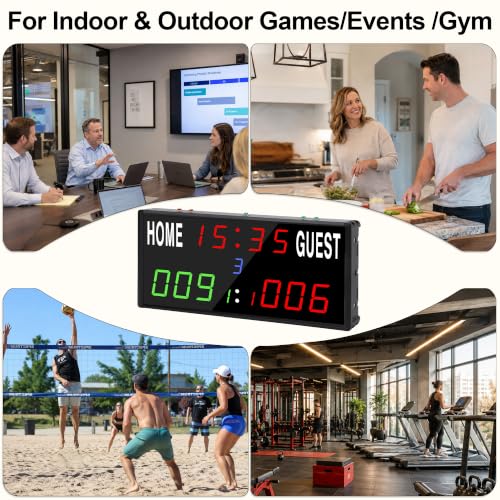 LED Electronic Scoreboard Digital Score Keeper with Remote/Timer/Shot Clock - size: Large