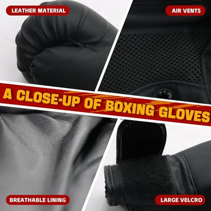 12pcs Boxing Headgear, guantes de boxeo,Mouth Guards& Hand Wraps Boxing Equipment Set - PU Leather Boxing Protective Gear for Training, Sparring & MMA，Boxing Gloves - size: 12oz