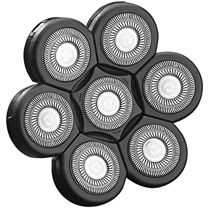 Universal 7 Blades Head Shaver Replacement Heads for Mainstream Shaver Brands, Eelectric Shaver Replacement Replacement Blades (7D Black) - color: 7d Black