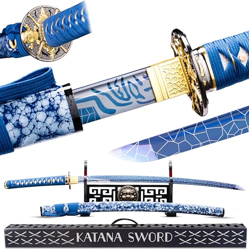 Real Katana Sword Sharp - Japanese Samurai Swords are a Unique Gift for Men - Full Tang High Carbon Steel Sword Blade Makes a Memorable for Martial Arts Enthusiasts - color: skull
