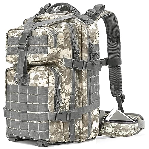 EMDMAK Military Tactical Backpack, 42L Large Military Pack Army 3 Day Assault Pack Molle Bag Rucksack - color: Acu