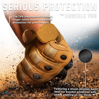 Glove Station Hard Knuckle Utility Gloves, Touchscreen, THKFF, Tan, XL - color: Tan - Hard Knuckle, size: X-Large