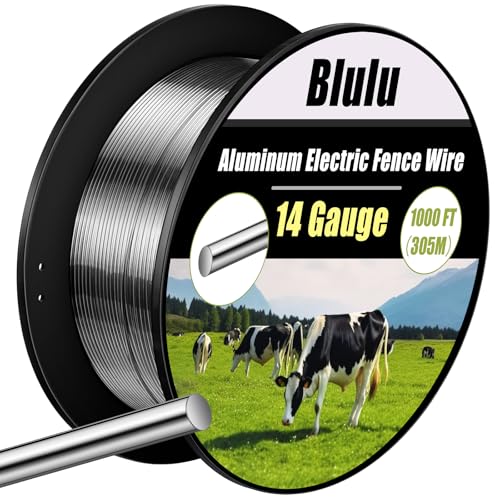 Blulu 14 Gauge Aluminum Electric Fence Wire High Conductivity, 1000 ft - size: 14 Gauge