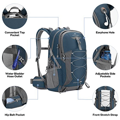 Maelstrom 40L Hiking Backpack, Lightweight Camping Daypack with Rain Cover - color: Blue, size: 40l