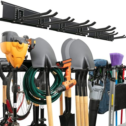TIDYME Garage Tool Organizer Wall Mount, 48", 3 Racks 6 Hooks, 300 lbs - size: 48" with 3 Racks & 6 Hooks
