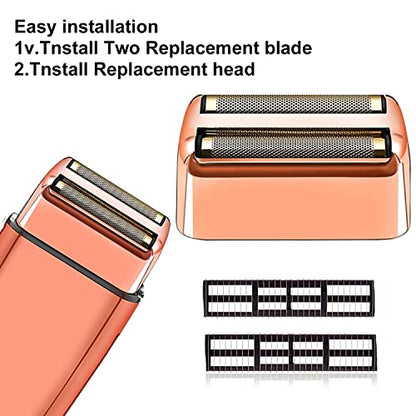 Replacement Heads Foil & Cutters Compatible with BaBylissPRO FXFS2 Shaver - color: Rose Gold