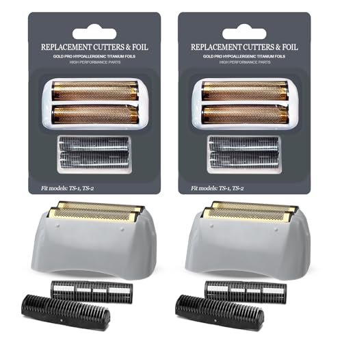 2Pack Gold Pro Foil and Cutters Replacement for Andis TS-1, TS-2 (17150/17155/17200) Shavers. (Foil Replacement x2, inner cutters x4) - size: 1 Count (Pack of 2)