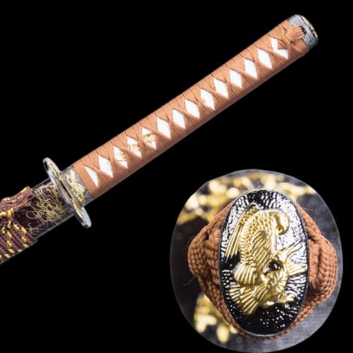 Handmade Sharp Katana, Traditional Clay Tempered 1060/9260/T10 Steel, Full Tang Real Katana Sword, Authentic Japanese Craft Samurai Sword - color: Gold