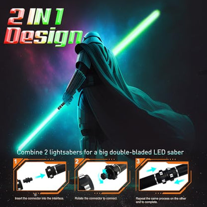 Beyondtrade Lightsabers Toy 12 Colors Doubled-Blade Dueling Swords, 2 in 1 Light Sabers with FX Sound for Kids Birthday Gift Halloween Cosplay Christmas Party Movie Fans Toys