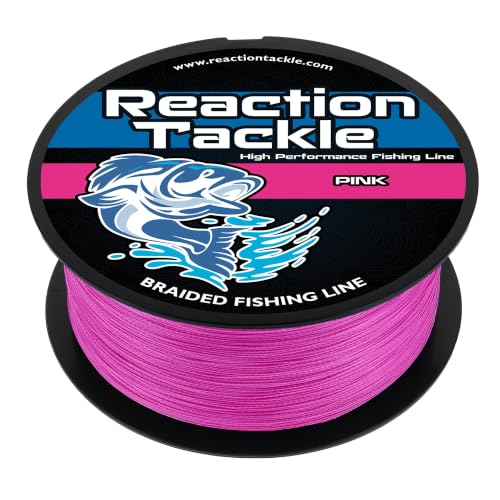 Reaction Tackle Braided Fishing Line, Pro Grade Braid, Fresh and Saltwater - color: Pink, size: 6 Lb (150 Yards)