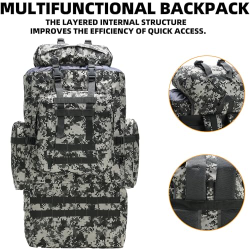 King'sGuard 100L Camping Hiking Backpack Molle Rucksack Military Camping Backpacking Daypack - color: Citycamo
