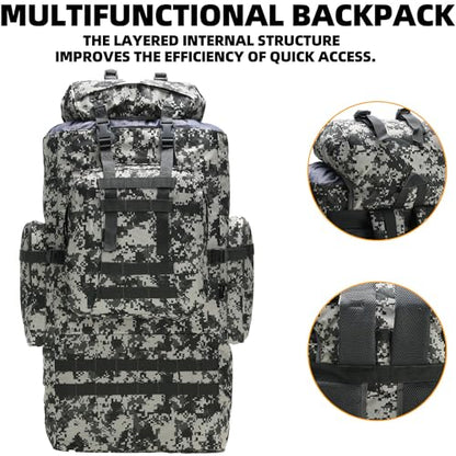 King'sGuard 100L Camping Hiking Backpack Molle Rucksack Military Camping Backpacking Daypack - color: Citycamo