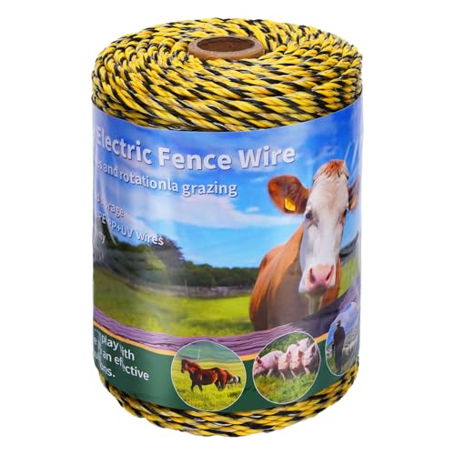 328ft Electric Fence Polywire, 9-Strand Stainless Steel Rope for Livestock - size: 328 Feet