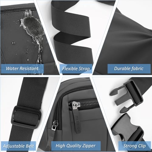 Large Fanny Pack for Men and Women, Crossbody Waist Bag with 4 Zipper Pockets Easy Carry Any Phone, Fashion Waist Pack with Adjustable Strap for Travelling, Hiking, Cycling, Running - Gray - color: Gray