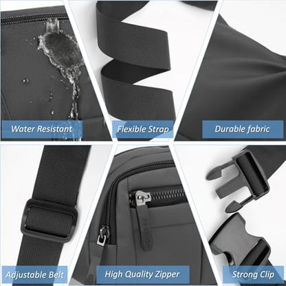 Large Fanny Pack for Men and Women, Crossbody Waist Bag with 4 Zipper Pockets Easy Carry Any Phone, Fashion Waist Pack with Adjustable Strap for Travelling, Hiking, Cycling, Running - Gray - color: Gray