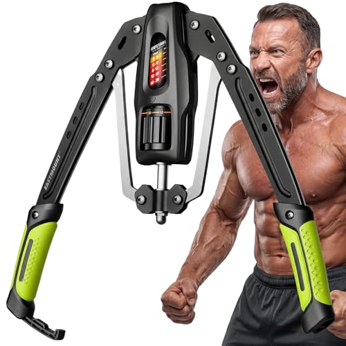 EAST MOUNT Twister Arm Exerciser, Adjustable Hydraulic Resistance 22–440 lbs, Arm Chest & Shoulder Strength Trainer for Home Workouts, Upper Body Muscle Builder, Fitness Training Equipment - color: Lime