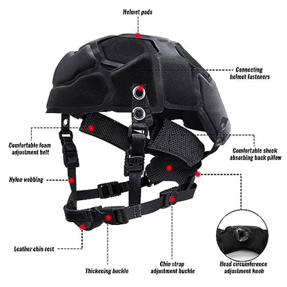 Tactical Helmet Pads and Helmet Chin Strap Replacement Adjustable for Tactical Fast MICH ACH Bump FMA EXF Helmet Replacement Accessories Kit - color: black