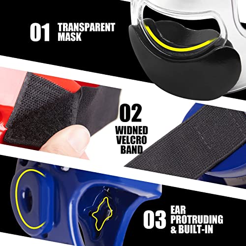 Youth & Adults Taekwondo Karate Headgear MMA Martial Arts Helmet, Soft Head Gear for Martial Art Grappling Muay Thai Kickboxing Taekwondo - color: BLUE, size: Large