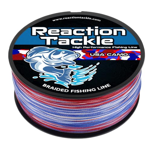 Reaction Tackle Braided Fishing Line, Pro Grade Braid, Fresh and Saltwater - color: Camo USA, size: 6 Lb (300 Yards)