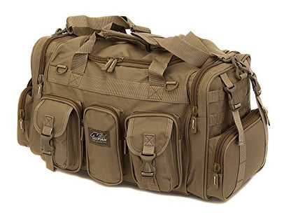 Mens Large 22" Inch Tan Duffel Duffle Military Molle Tactical Gear Shoulder Strap Travel Bag