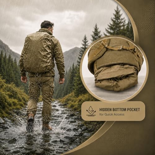 Large Coyote Tan Tactical Backpack for Men, 50L/60L/70L Expandable Military Backpack - color: Khaki