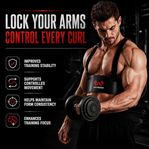 Arm Blaster Bicep Curl with Neoprene Padding, Adjustable Aluminum Bicep Curl Isolator, Bicep Blaster Arm Trainer for Weight Lifting Bodybuilding Home Gym Workout - color: Black