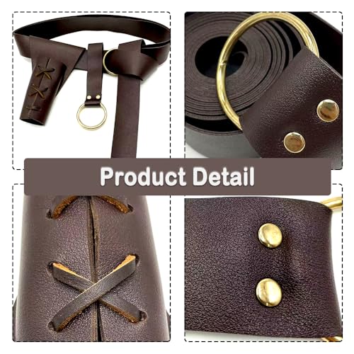 3 Packs Medieval Leather Belt Sword Dagger Frog Renaissance Belt Sword Holster for Halloween Knight Pirate Costume - color: Coffee