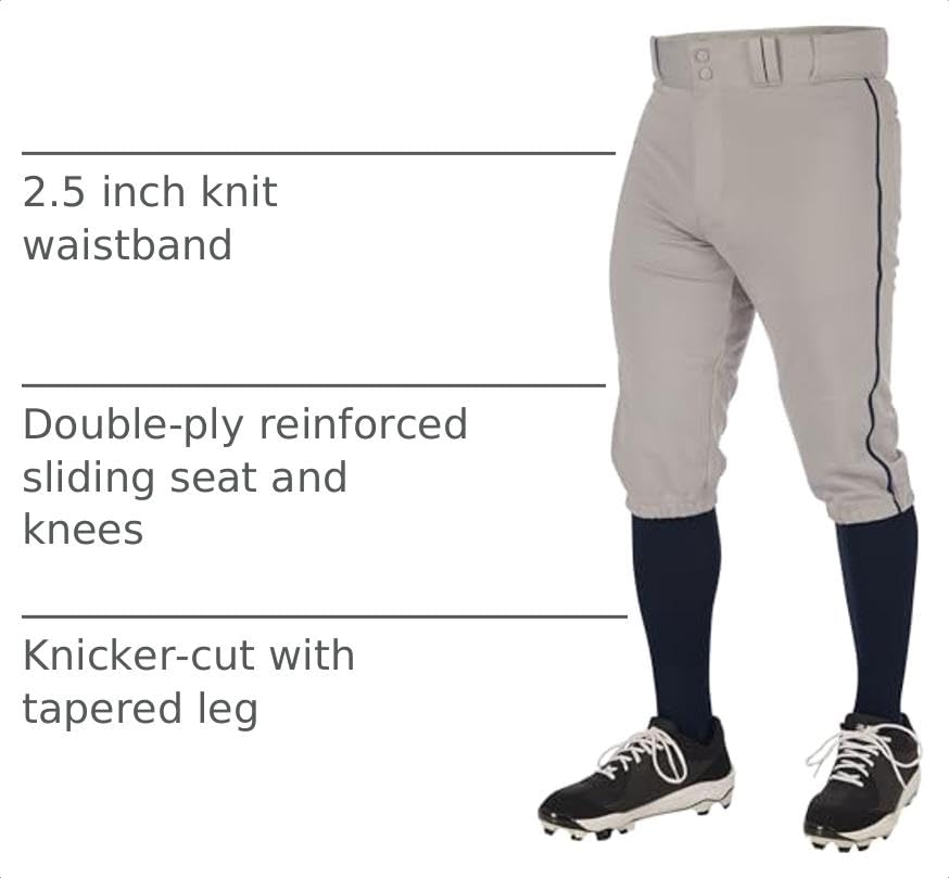 Champro Boys Triple Crown 2.0 Baseball Knickers with Braid - color: Grey, Navy, size: Small
