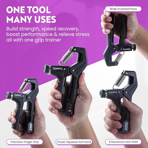 Hand Gripper Strengthener, Adjustable Resistance 22-220Lbs (10-100kg) Forearm Exerciser, Grip Strength Trainer for Muscle Building & Injury Recovery, Aerobic Hands