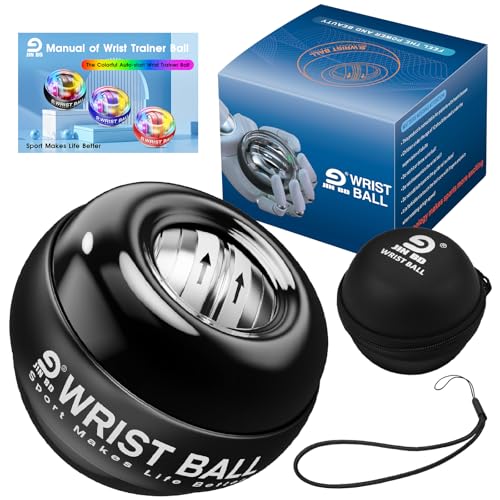 JIN BD Auto Start Wrist Ball，Gyro Ball Trainer，Wrist Exerciser，Gyroscopic - color: Black Diamond (No Light)
