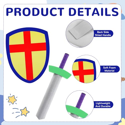6 Set Foam Sword and Shield for Kids Medieval Knight Joust Set