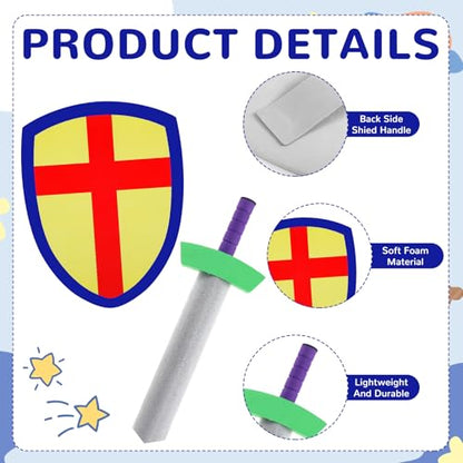6 Set Foam Sword and Shield for Kids Medieval Knight Joust Set