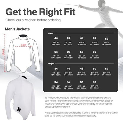 Mens Fencing Jacket 350N, Novus Breathable Lightweight Stretch Uniform for Foil Epee & Saber, Competition Ready - size: 46, style: Left Hand