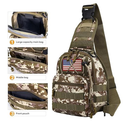 JUMAHE 80L 2-Pack Hiking Backpack for Men with Sling Tactical Backpack - Rucksack Molle Military Tactical Waterproof Lightweight Camping Backpack 3 Day Assault Pack for Travel, Climbing, Backpacking - color: 80l Desert - Pro(900d Fabric) + Sling Bag Bundl
