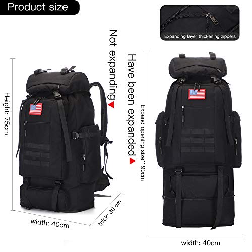 100L Hiking Camping Backpack MOLLE Rucksack Waterproof Daypack for Traveling - color: Black