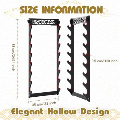 Katana Sword Rack Wall Mount, Hanging Stands for Sword Display,8 Tier - size: 8 Tier