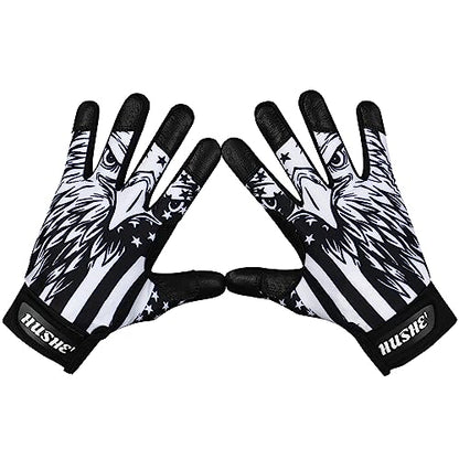 Hushe' American Flag Batting Gloves & Softball Gloves USA Flag Baseball Batting Gloves Youth Kids Baseball Batting Glove for Youth Men Adult & Unisex. - color: Black Eagle, size: Youth X-Large