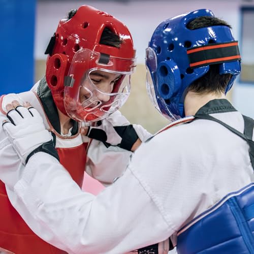 VOSAREA Adult Boxing Faceshield Taekwondo Sports Face Cover Sparring Face Guard Detachable Face (Transparent, 22.5X21X9CM) - size: 22.5X21X9CM (Pack of 2)