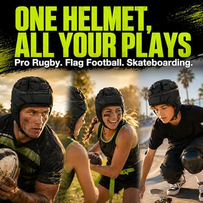 ZENFUN Rugby Helmet Shell, Soft Padded Headgear for Soccer, Protective Football Headguards for Youth, Scrum Cap for Kids, Medium/Large/Extra Large Size - size: Large