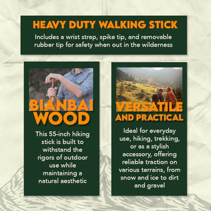 SE Survivor Series 55" Hand Carved Wolf Hiking Stick, Weatherproof, Rope Wrapped, Metal Tip - WS626-55RW