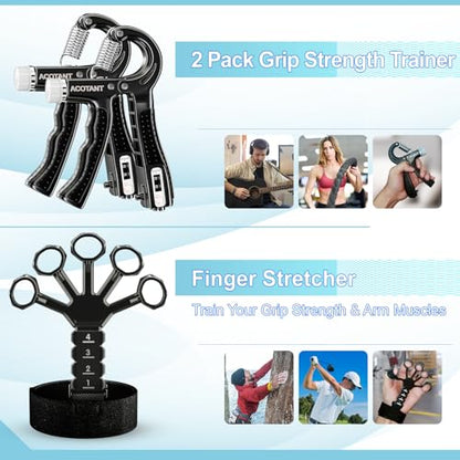 ACOTANT Grip Strength Trainer(5 Pack) with Finger Exerciser