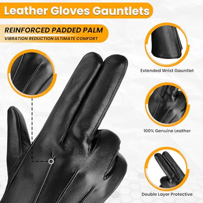 Medieval Gauntlet Gloves – 100% Sheepskin Leather – Handmade Black Long Cuff Armor Gloves – Renaissance, LARP, Cosplay - size: XX-Large