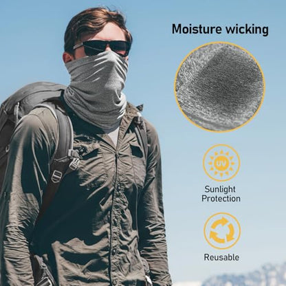 TICONN Neck Gaiter for Men Women, Cooling Bandana Face Mask Cover Gator - color: 4 Heather Gray, style: Quick Dry