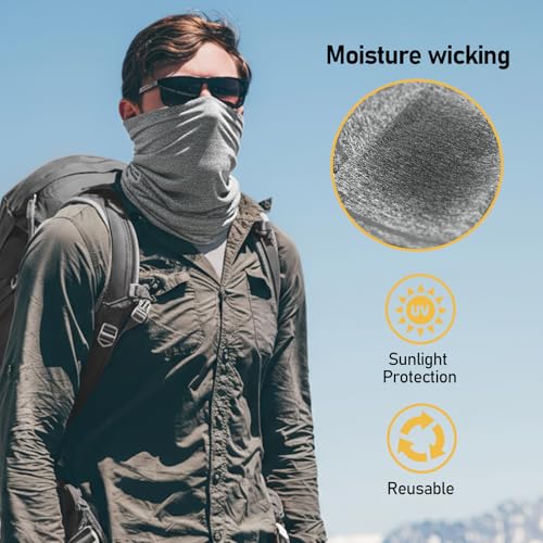 TICONN Neck Gaiter for Men Women, Cooling Bandana Face Mask Cover Gator - color: 2 Heather Gray, style: Quick Dry